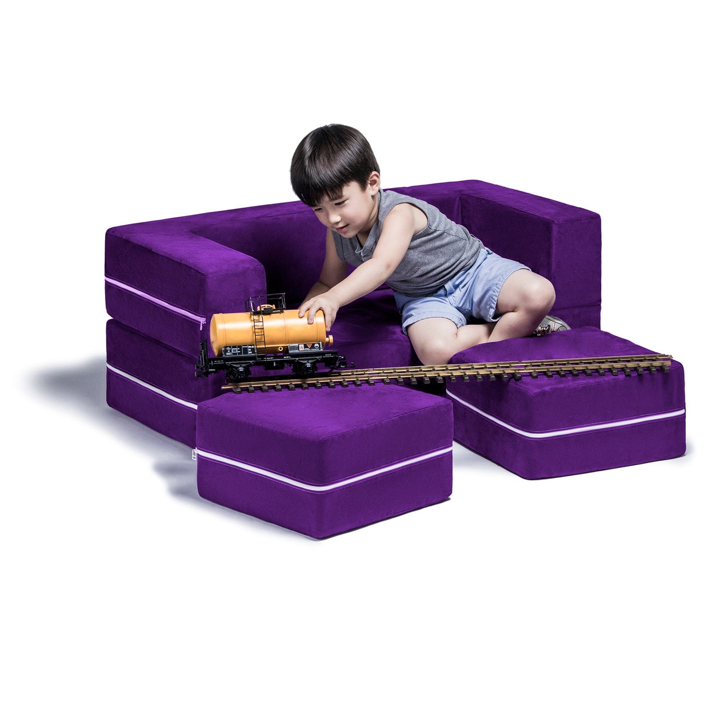 Jaxx Zipline Modular Kids Loveseat & Ottomans (16767) - SchoolOutlet