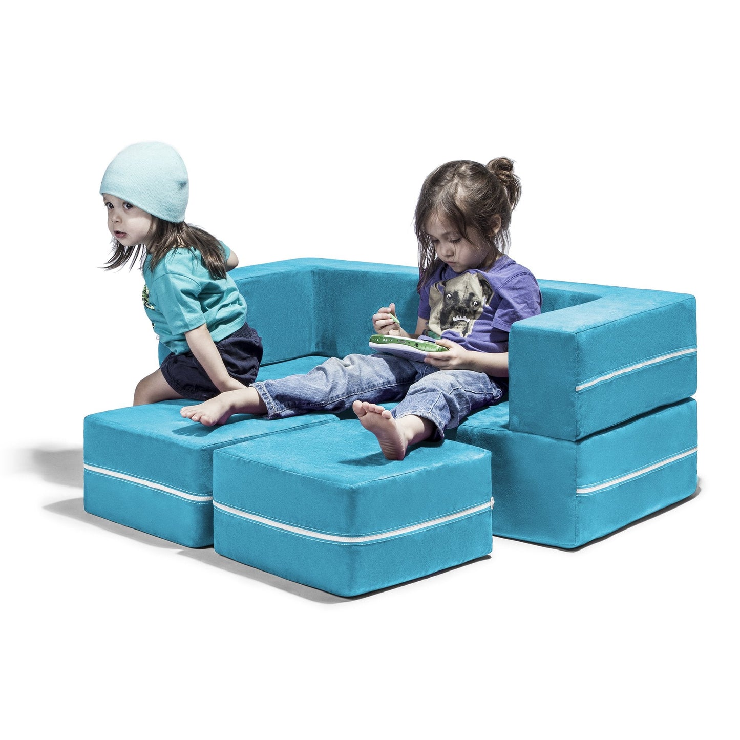 Jaxx Zipline Modular Kids Loveseat & Ottomans (16767) - SchoolOutlet