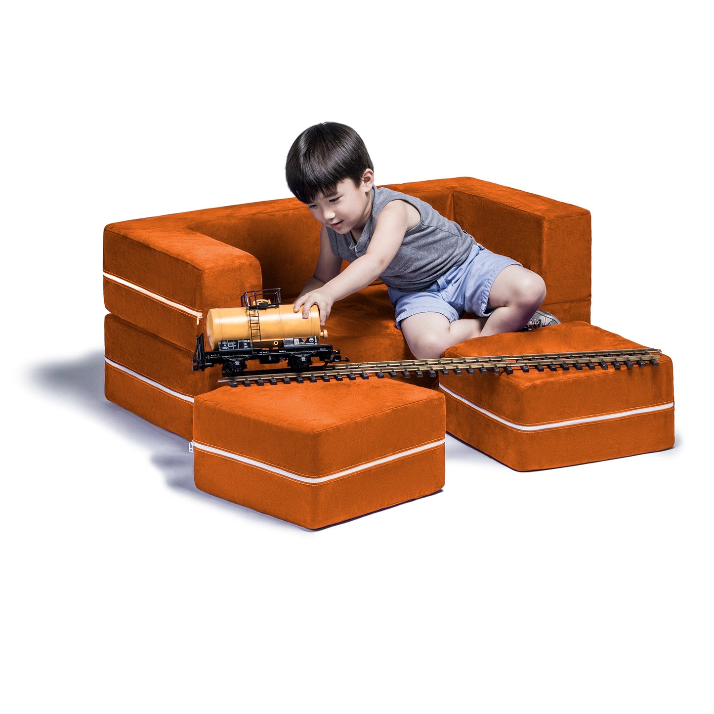 Jaxx Zipline Modular Kids Loveseat & Ottomans (16767) - SchoolOutlet