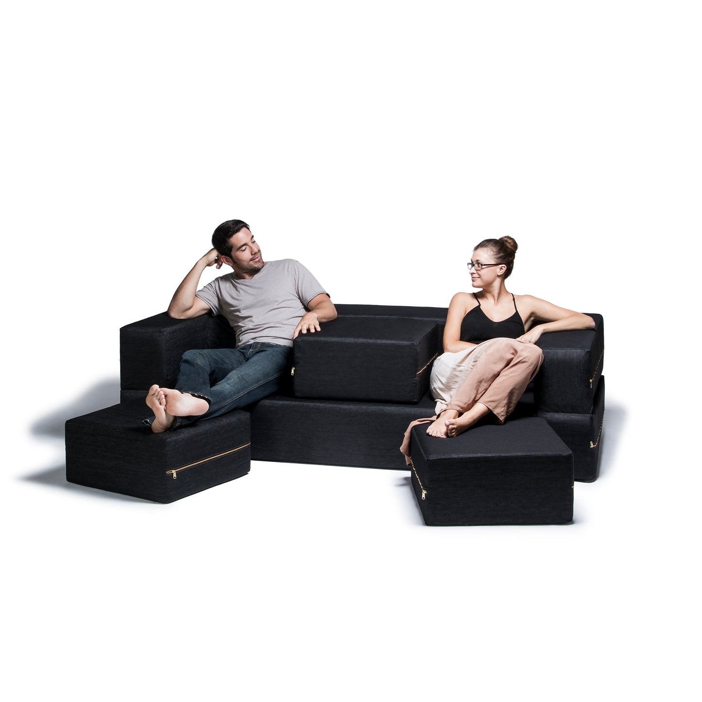 Jaxx Zipline Convertible Sleeper Sofa & Ottomans (16840) - SchoolOutlet
