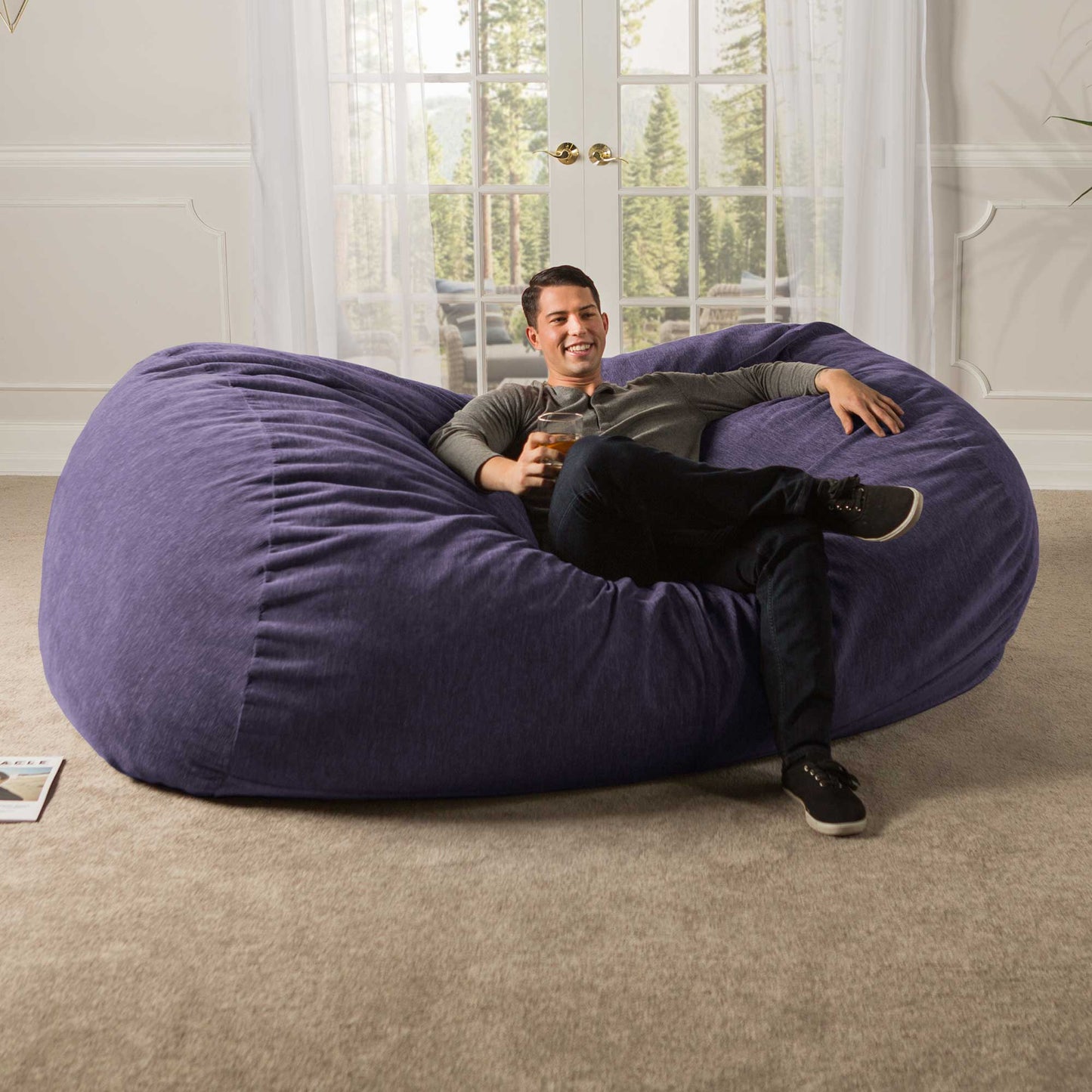 Jaxx 7 Foot Giant Bean Bag Sofa - Premium Chenille (17583) - SchoolOutlet