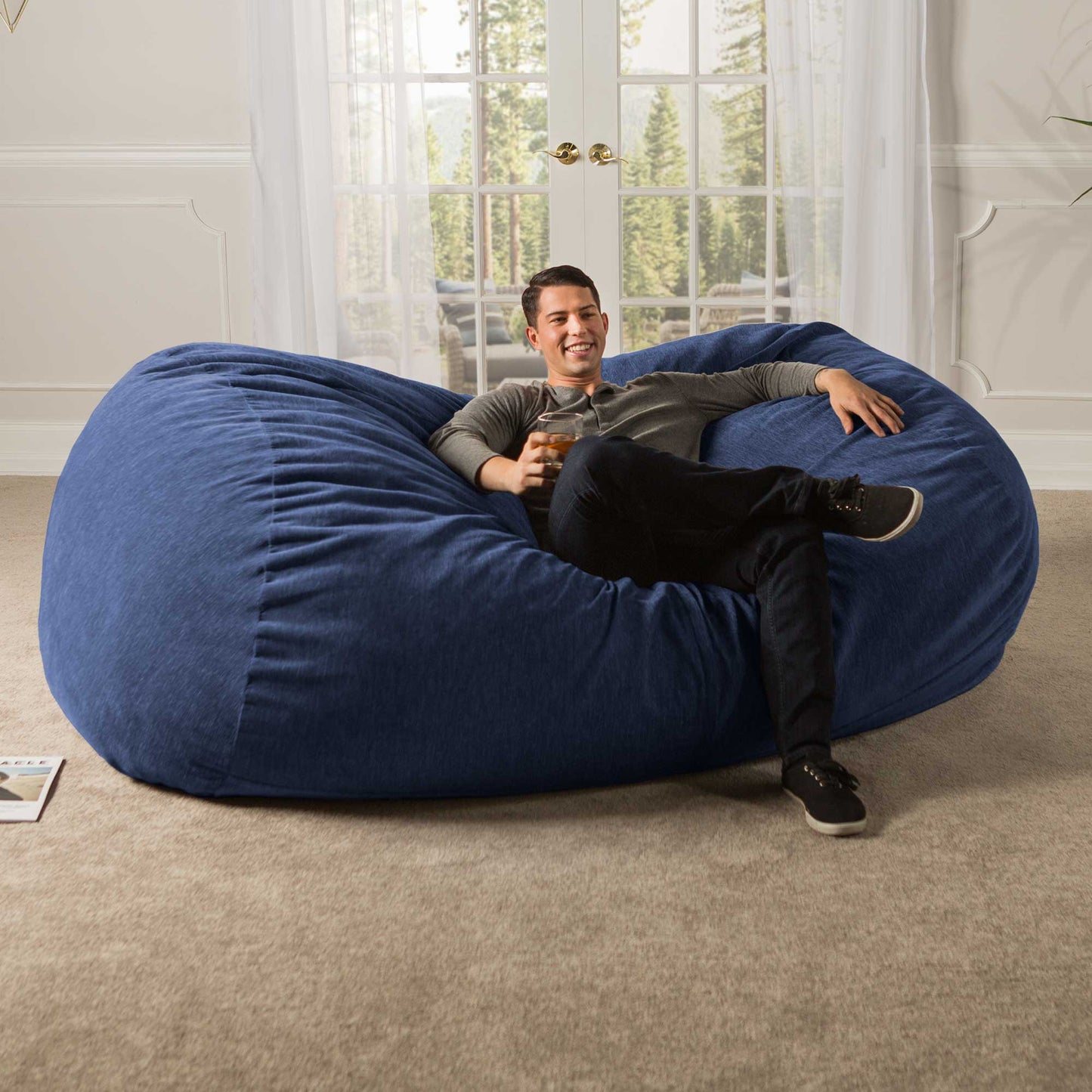 Jaxx 7 Foot Giant Bean Bag Sofa - Premium Chenille (17583) - SchoolOutlet