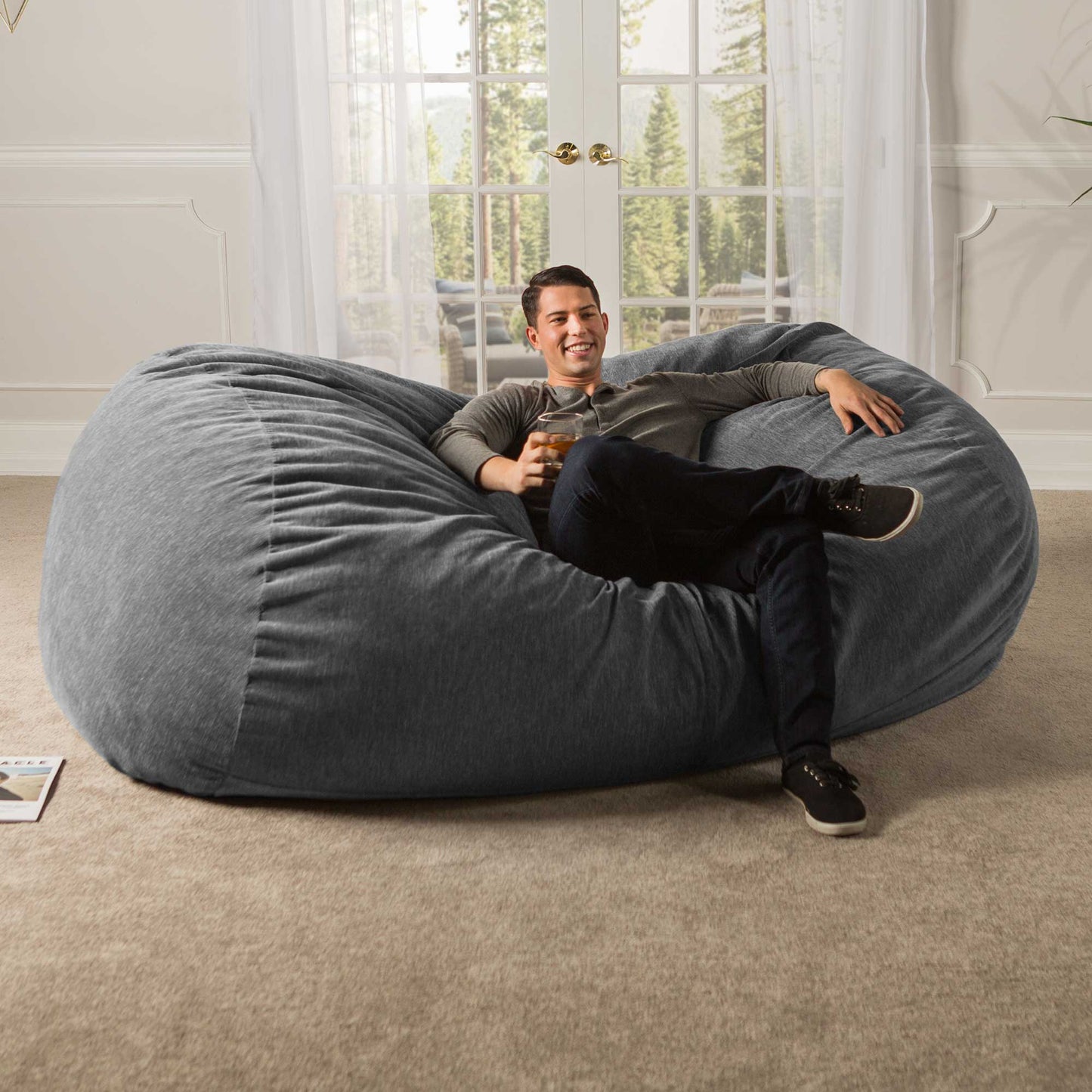 Jaxx 7 Foot Giant Bean Bag Sofa - Premium Chenille (17583) - SchoolOutlet