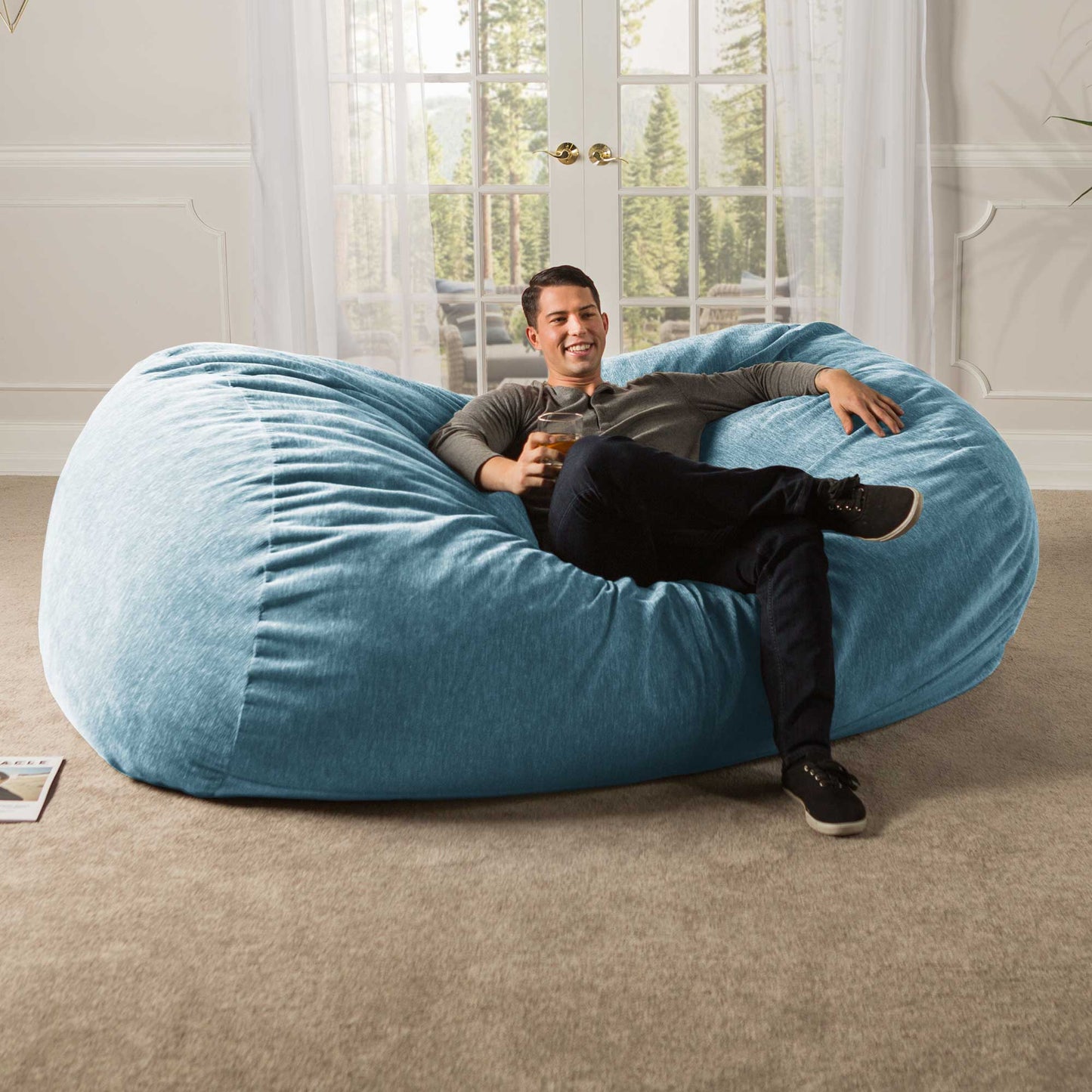 Jaxx 7 Foot Giant Bean Bag Sofa - Premium Chenille (17583) - SchoolOutlet
