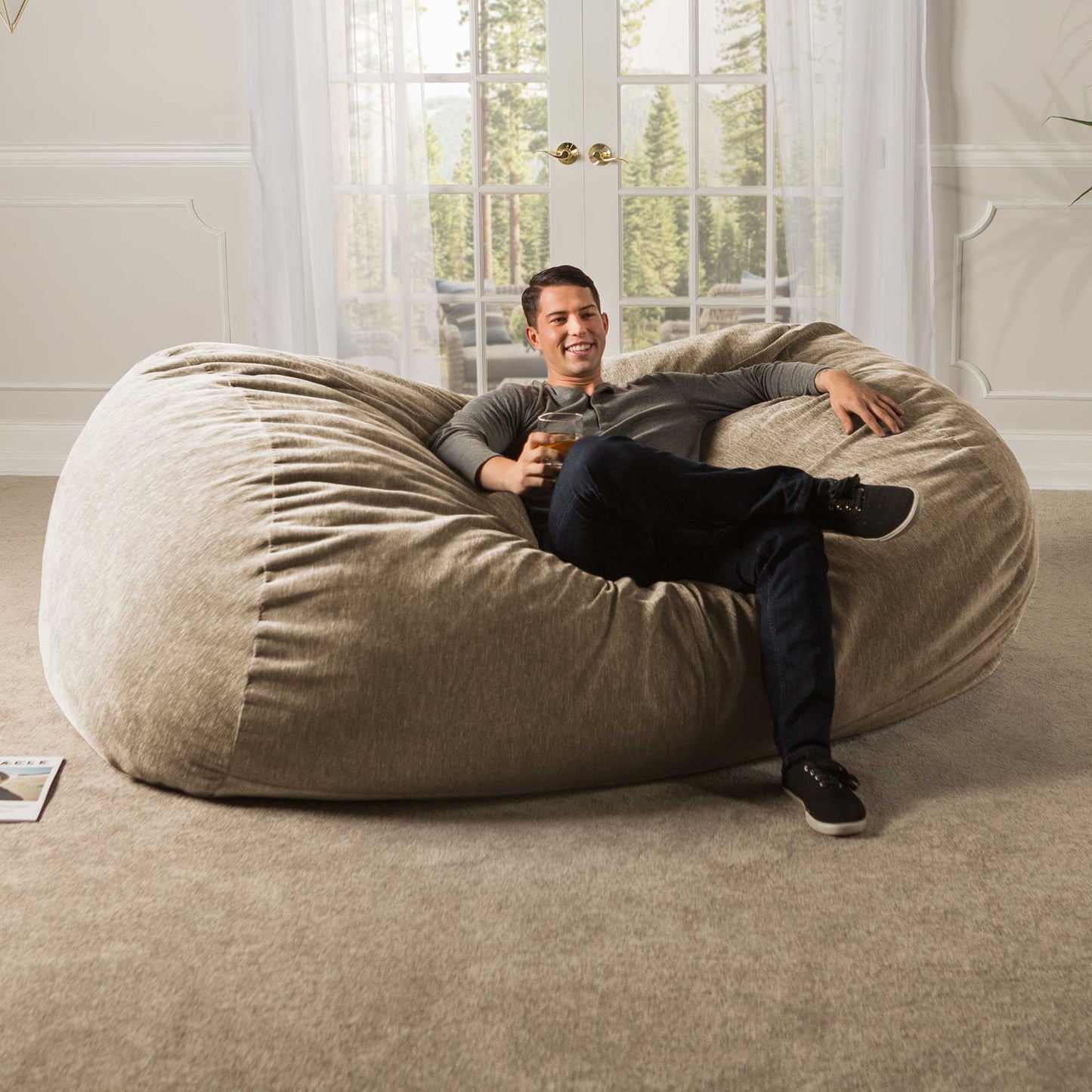 Jaxx 7 Foot Giant Bean Bag Sofa - Premium Chenille (17583) - SchoolOutlet