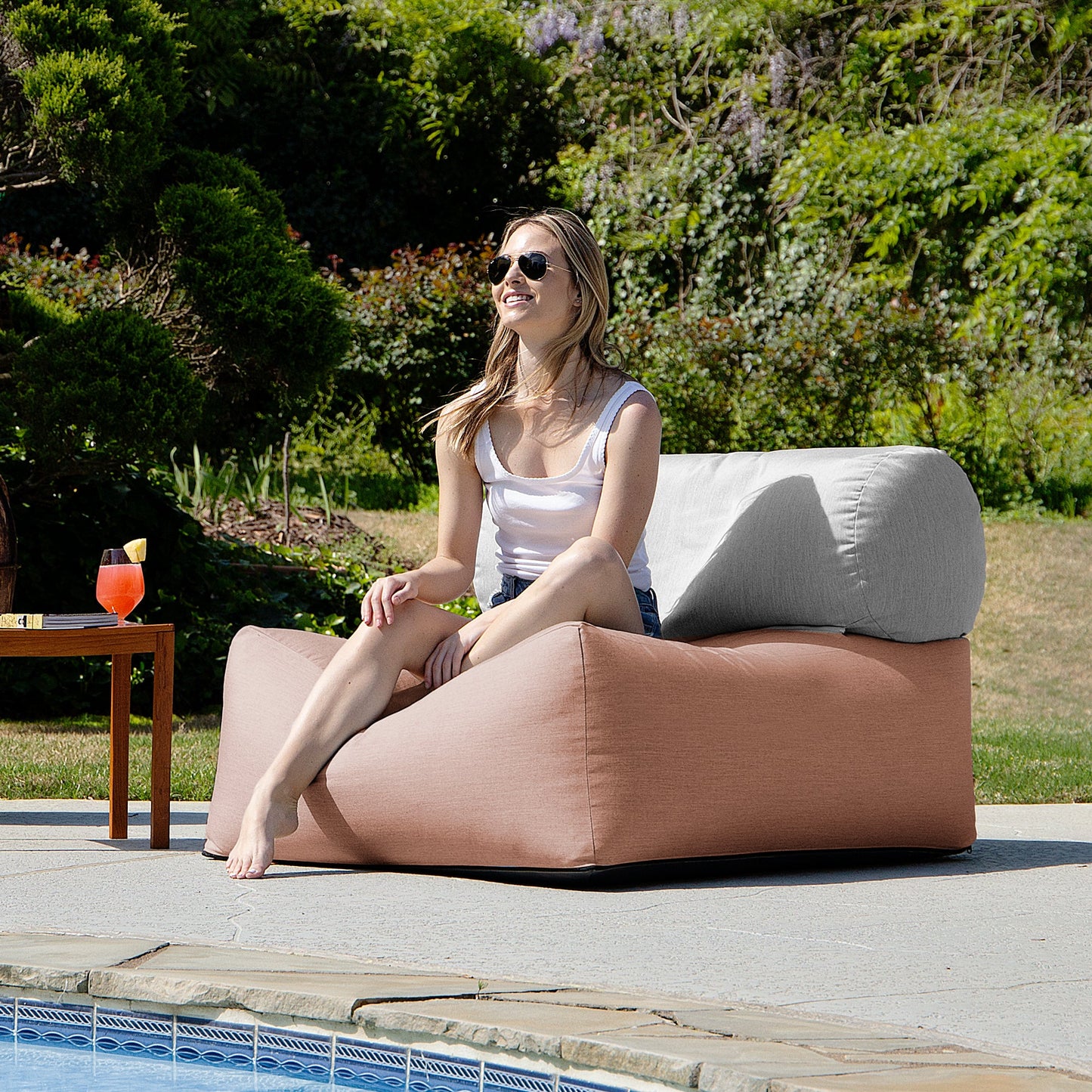 Jaxx Tybee Large Outdoor Lounge w/ Bolster (18359) - SchoolOutlet
