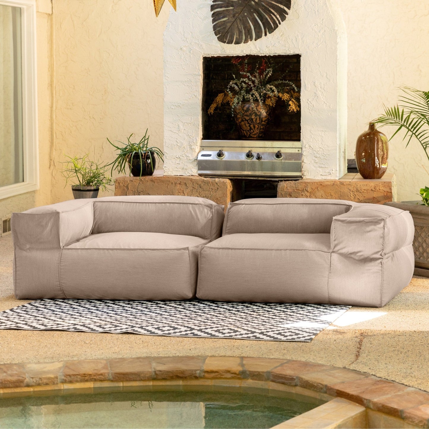 Jaxx Baya Outdoor Modular Loveseat - Luxurious Soft Seating for Poolside or Hospitality (19056) - SchoolOutlet