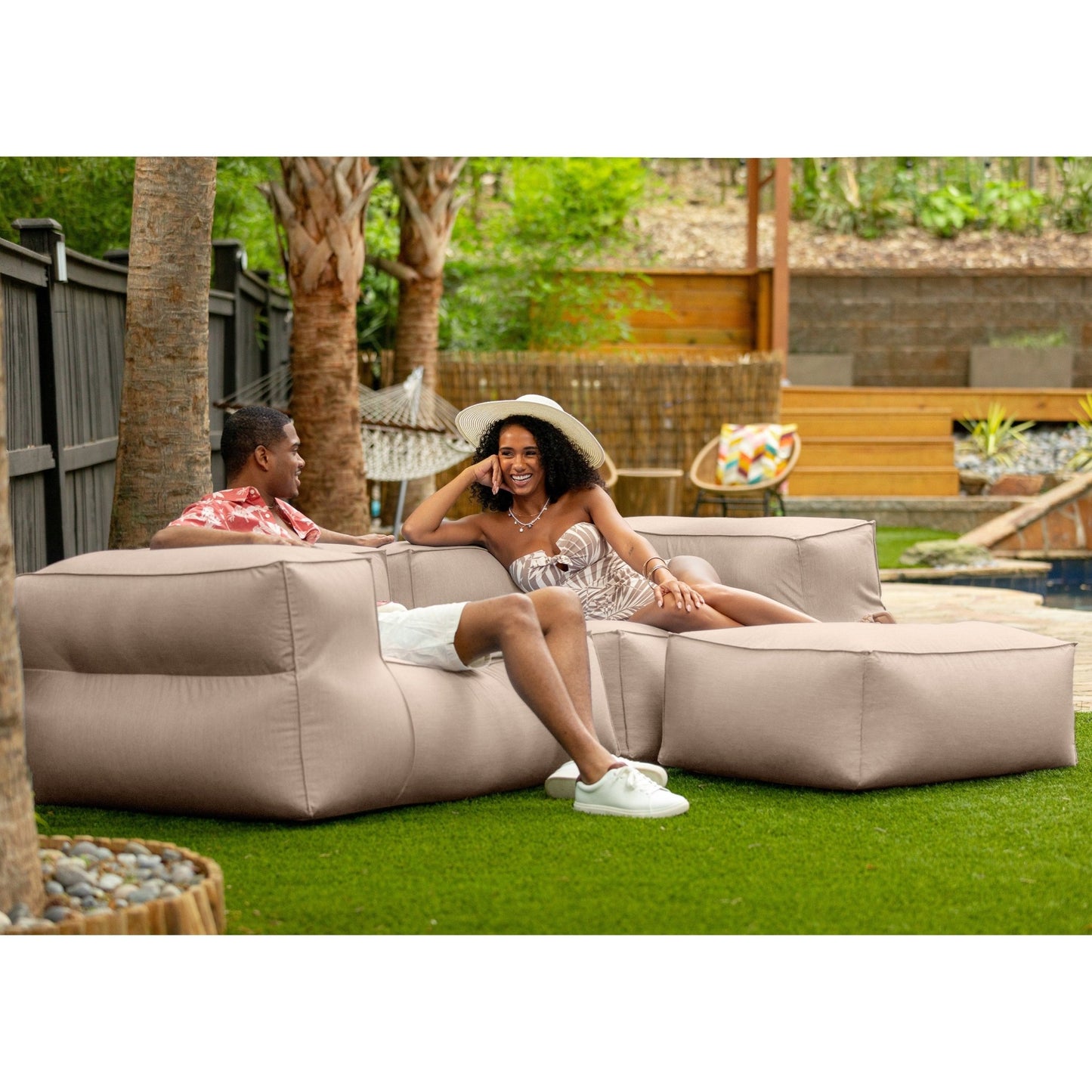 Jaxx Baya Outdoor Modular Loveseat - Luxurious Soft Seating for Poolside or Hospitality (19056) - SchoolOutlet