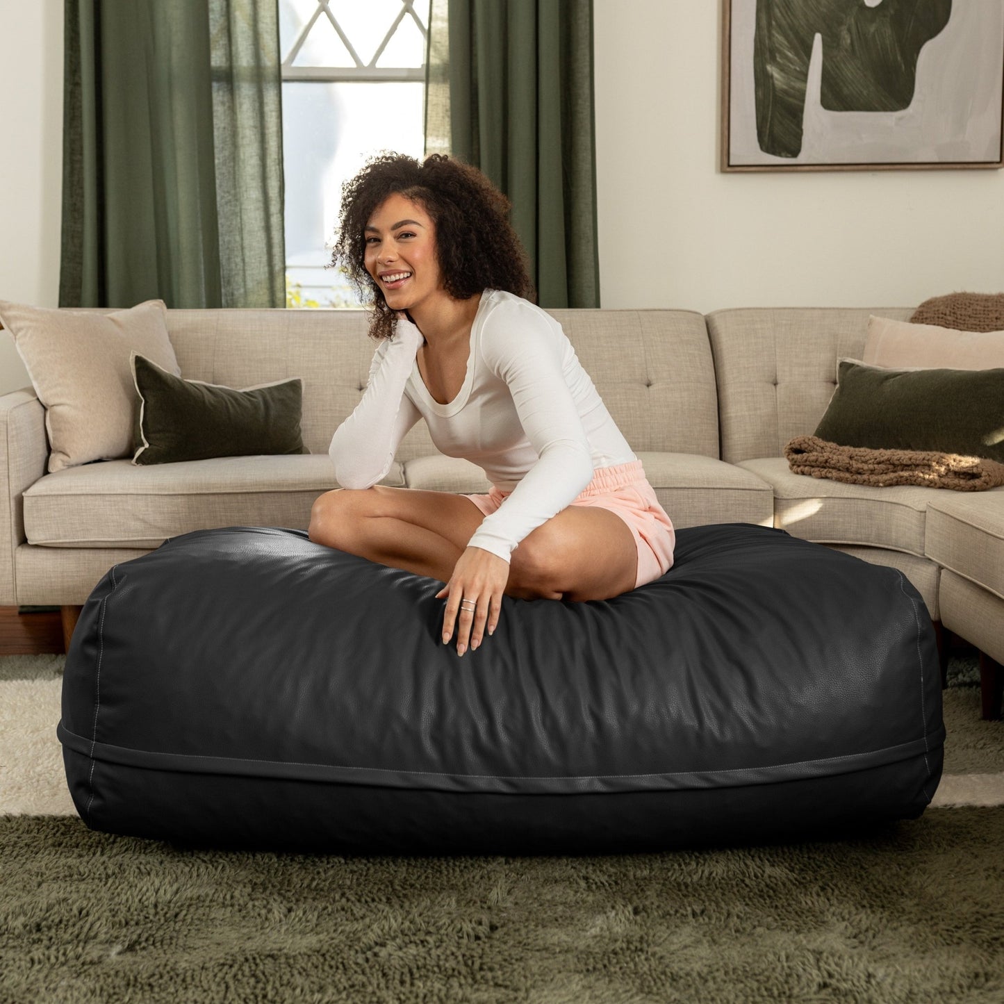 Jaxx Atrium Collection Lino Ottoman - Oversized Large Couch Ottoman & Foam - Filled Lounger (19633) - SchoolOutlet