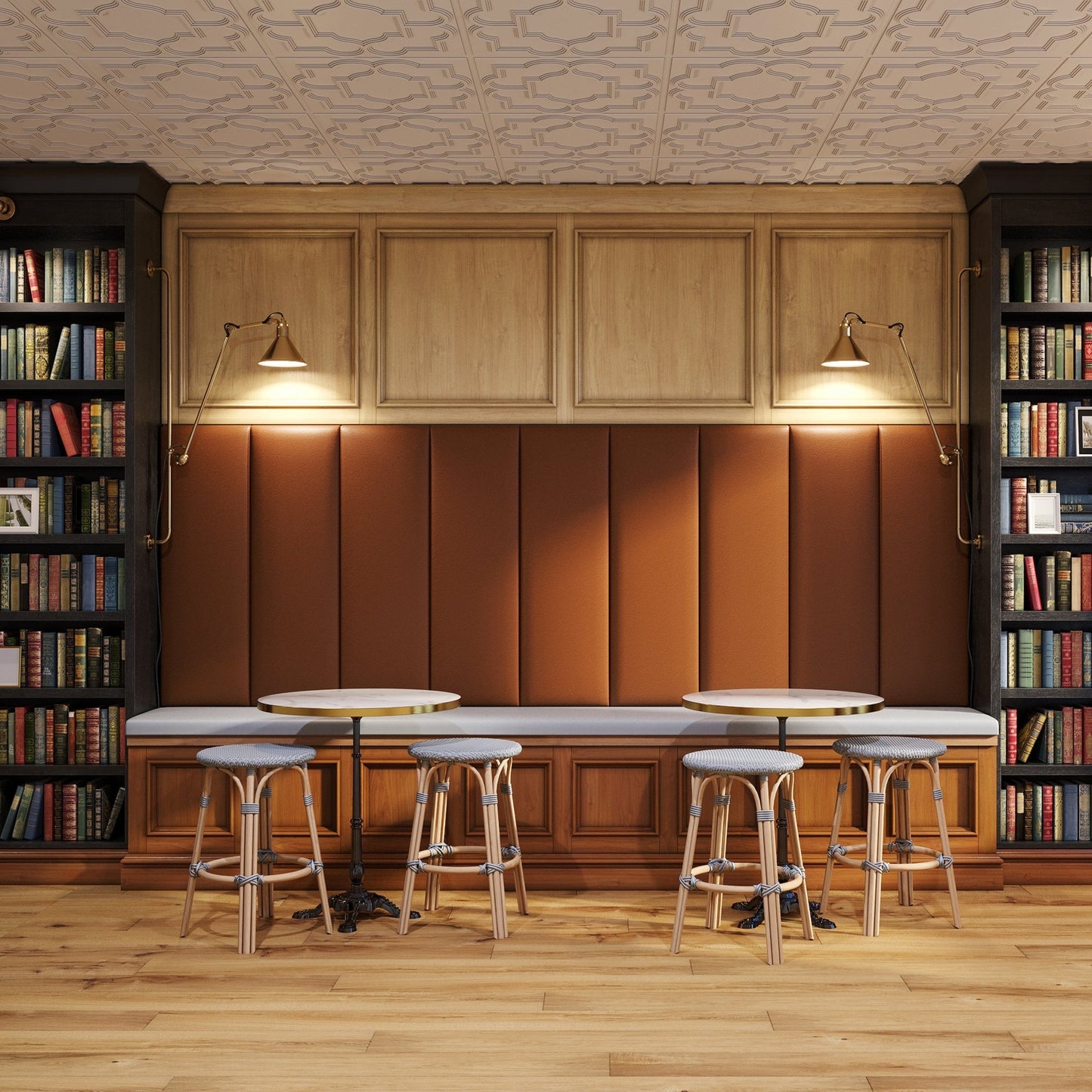 Jaxx Panelist Modern Padded Headboard - Set of 4 Wall Mounted Panels (Each 11.25"H x 30"W) - Queen, Vegan Leather (19721) - SchoolOutlet