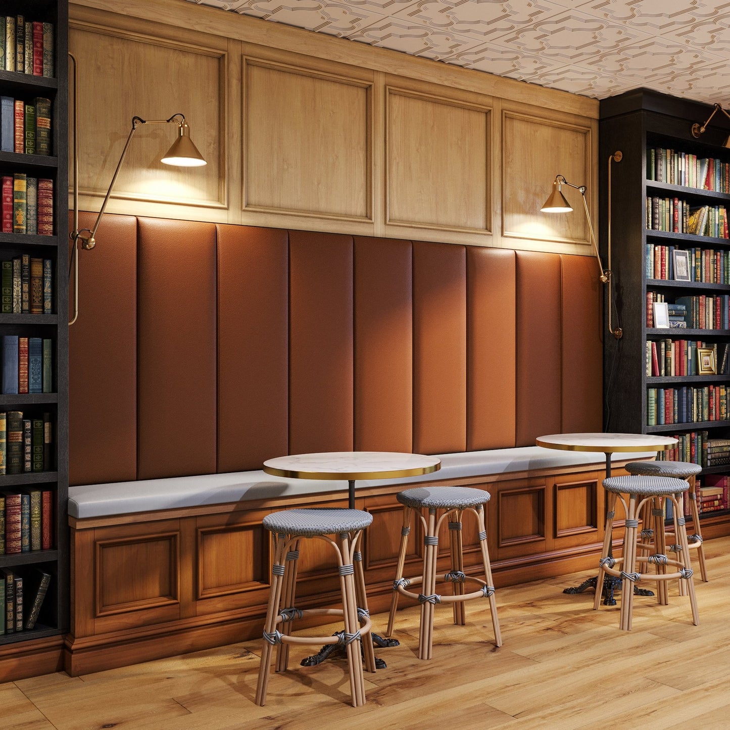 Jaxx Panelist Modern Padded Headboard - Set of 4 Wall Mounted Panels (Each 11.25"H x 30"W) - Queen, Vegan Leather (19721) - SchoolOutlet