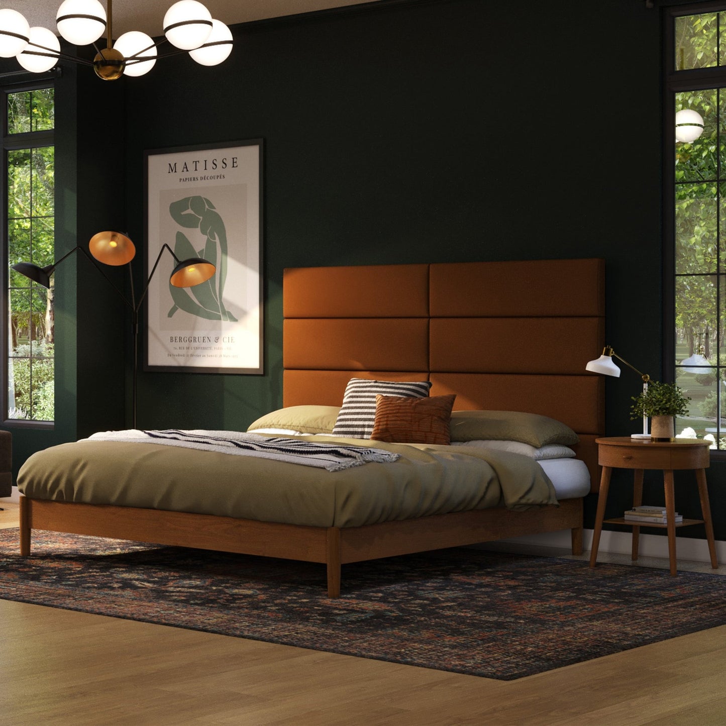 Jaxx Panelist Modern Padded Headboard - Set of 4 Wall Mounted Panels (Each 11.25"H x 30"W) - Queen, Vegan Leather (19721) - SchoolOutlet