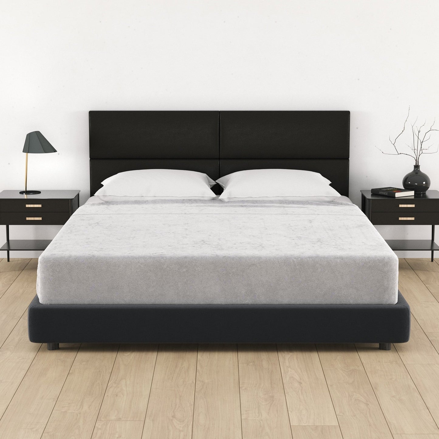 Jaxx Panelist Modern Padded Headboard - Set of 4 Wall Mounted Panels (Each 11.25"H x 30"W) - Queen, Vegan Leather (19721) - SchoolOutlet