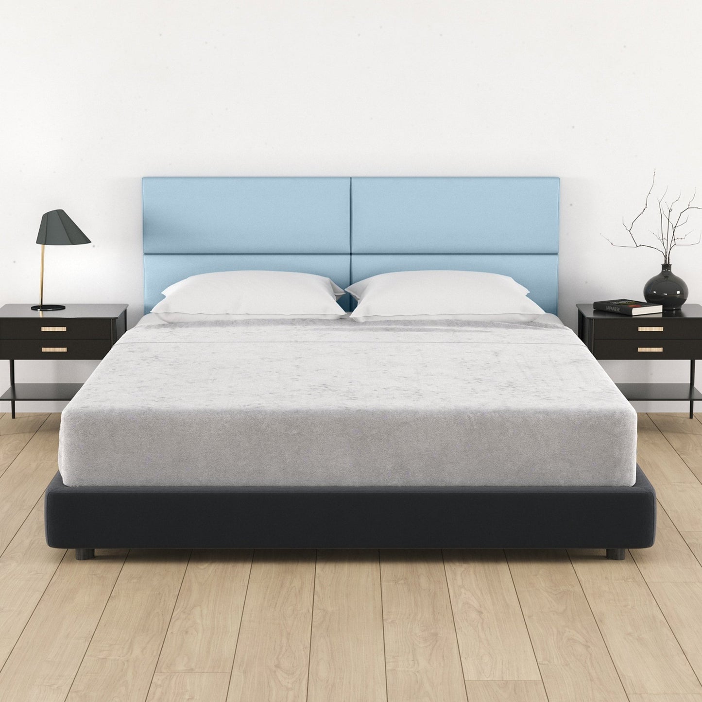 Jaxx Panelist Modern Padded Headboard - Set of 4 Wall Mounted Panels (Each 11.25"H x 30"W) - Queen, Vegan Leather (19721) - SchoolOutlet