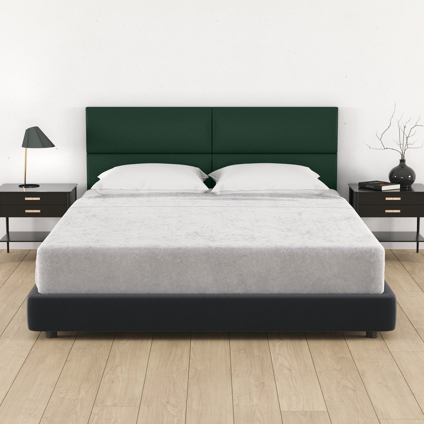 Jaxx Panelist Modern Padded Headboard - Set of 4 Wall Mounted Panels (Each 11.25"H x 30"W) - Queen, Vegan Leather (19721) - SchoolOutlet