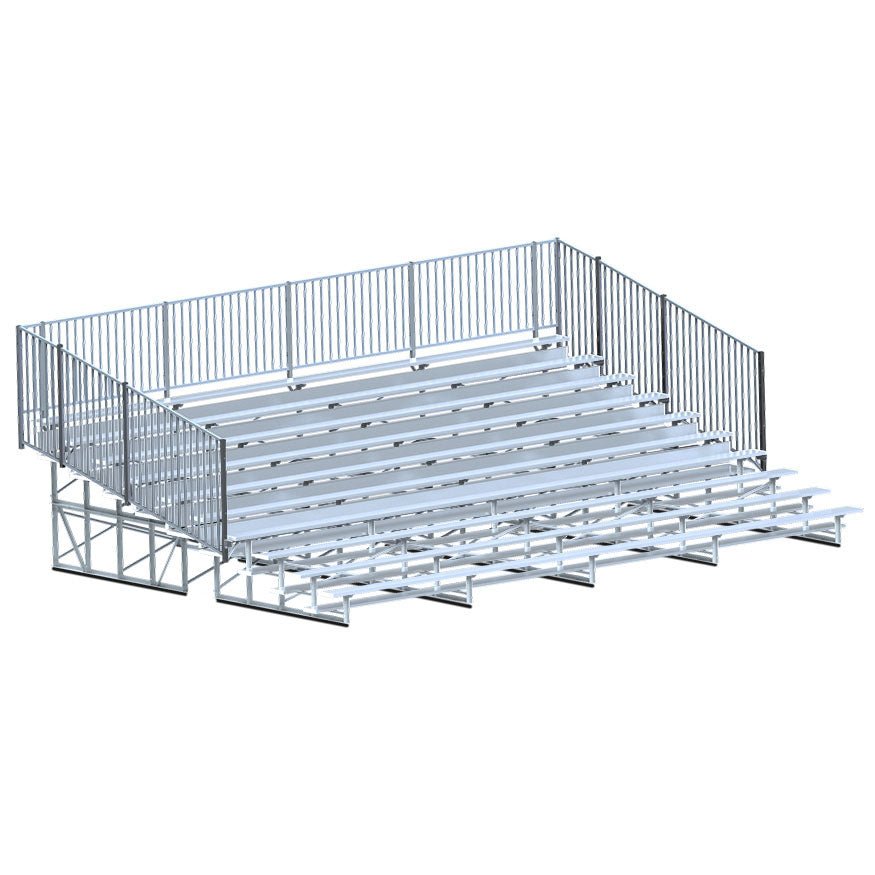Jaypro Sports Bleacher - 10 Row - Single Foot Plank with Guard Rail Enclosed - 27' L ( BLCH - 1027GR) - SchoolOutlet