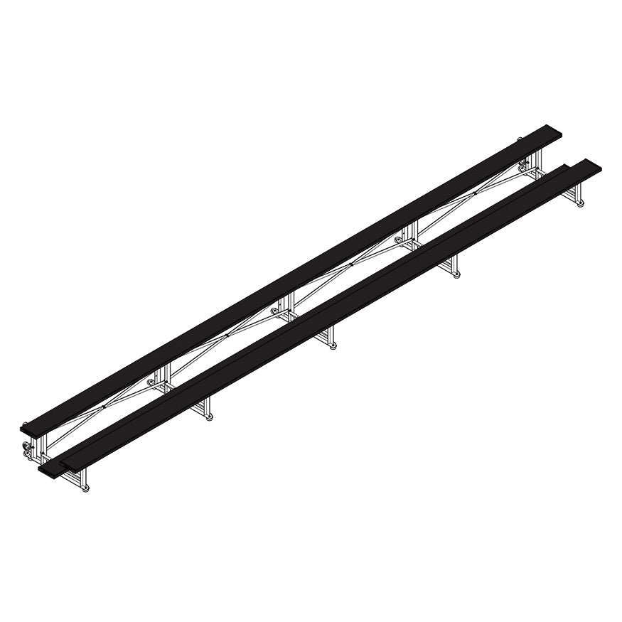 Jaypro Sports Bleacher - 2 Row - Tip & Roll, Single Foot Plank - 27' L, Powder Coated ( BLCH - 227TRGPC) - SchoolOutlet