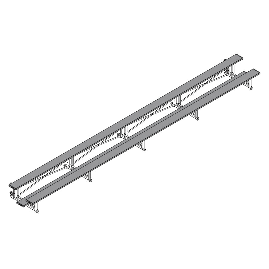 Jaypro Sports Bleacher - 2 Row - Tip & Roll, Single Foot Plank - 27' L, Powder Coated ( BLCH - 227TRGPC) - SchoolOutlet