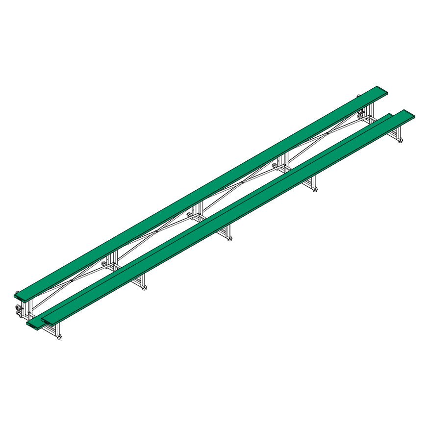 Jaypro Sports Bleacher - 2 Row - Tip & Roll, Single Foot Plank - 27' L, Powder Coated ( BLCH - 227TRGPC) - SchoolOutlet