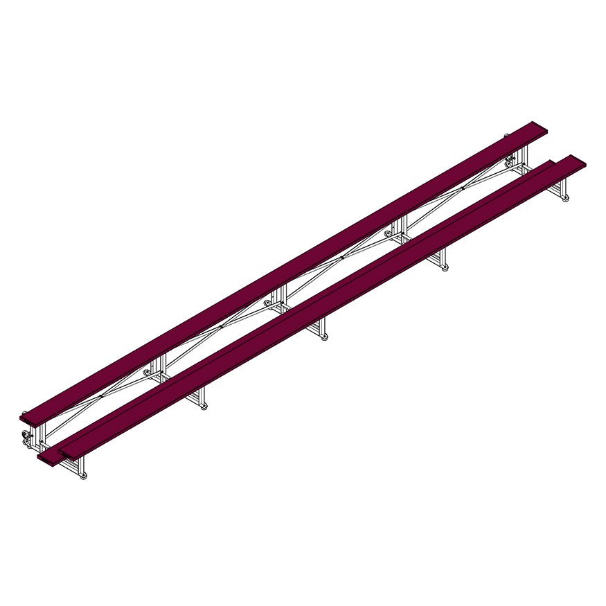 Jaypro Sports Bleacher - 2 Row - Tip & Roll, Single Foot Plank - 27' L, Powder Coated ( BLCH - 227TRGPC) - SchoolOutlet