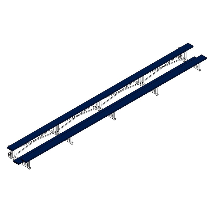 Jaypro Sports Bleacher - 2 Row - Tip & Roll, Single Foot Plank - 27' L, Powder Coated ( BLCH - 227TRGPC) - SchoolOutlet