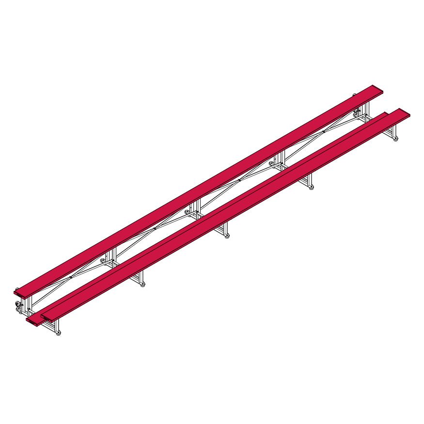 Jaypro Sports Bleacher - 2 Row - Tip & Roll, Single Foot Plank - 27' L, Powder Coated ( BLCH - 227TRGPC) - SchoolOutlet