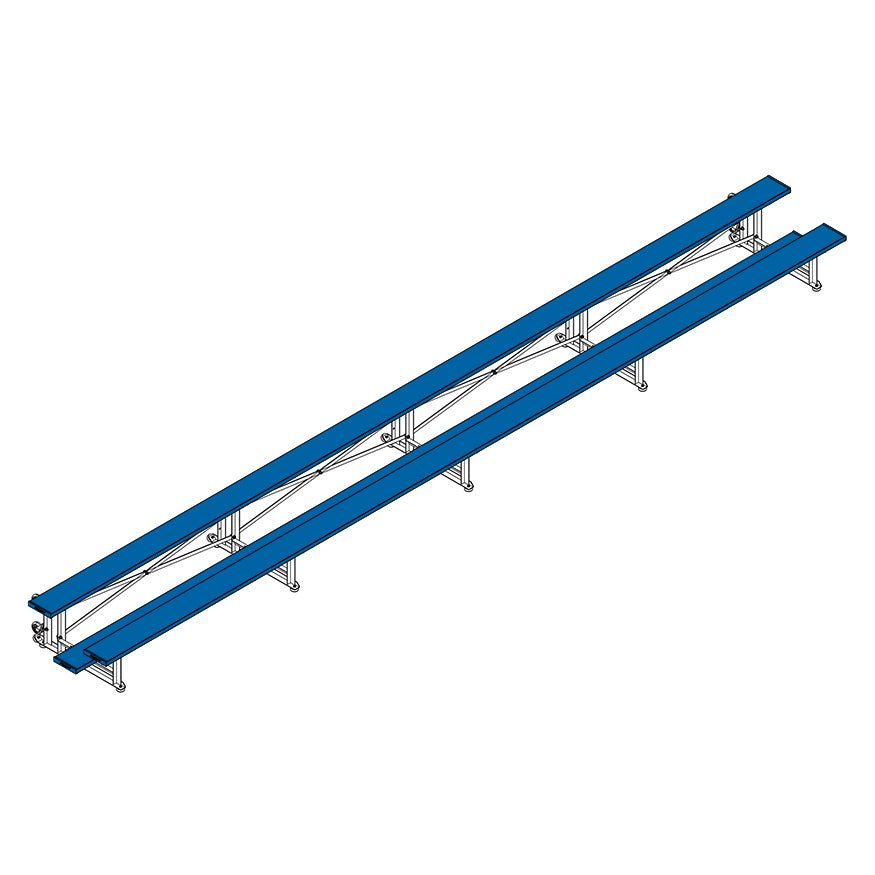 Jaypro Sports Bleacher - 2 Row - Tip & Roll, Single Foot Plank - 27' L, Powder Coated ( BLCH - 227TRGPC) - SchoolOutlet