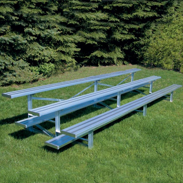 Jaypro Sports Bleacher - 3 Row - Single Foot Plank, Aluminum & Steel Bleachers - 15' L (BLCH - 3) - SchoolOutlet
