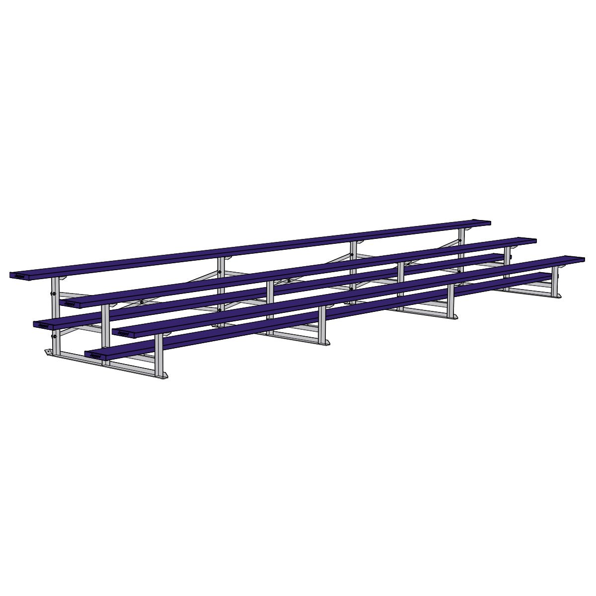 Jaypro Sports Bleacher - 3 Row - Single Foot Plank, Aluminum & Steel Bleachers, Powder Coated - 21' L (BLCH - 321PC) - SchoolOutlet