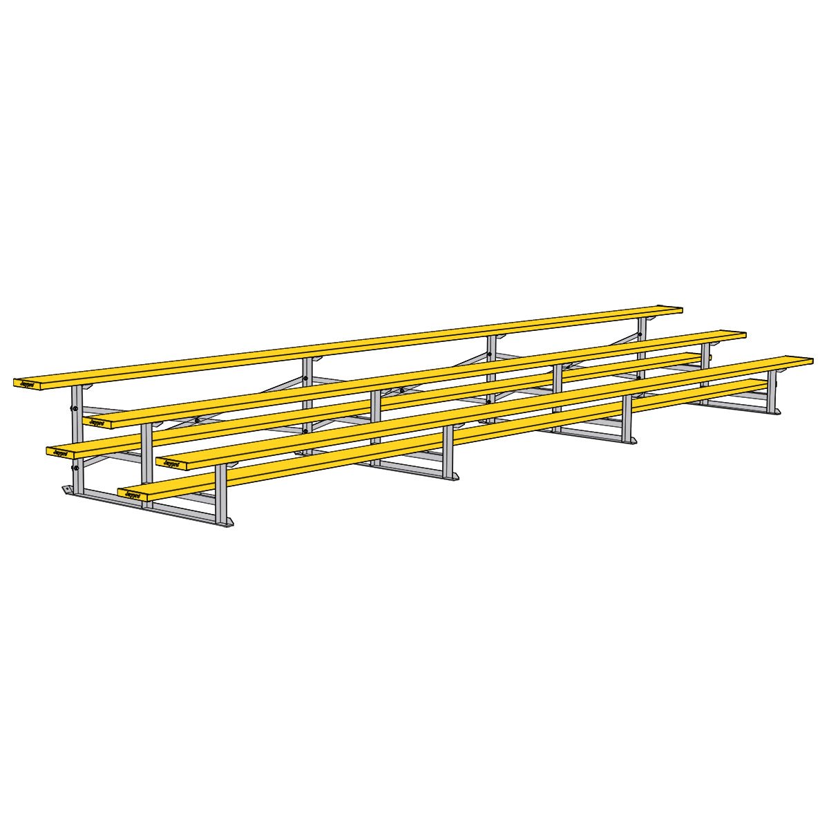 Jaypro Sports Bleacher - 3 Row - Single Foot Plank, Aluminum & Steel Bleachers, Powder Coated - 21' L (BLCH - 321PC) - SchoolOutlet