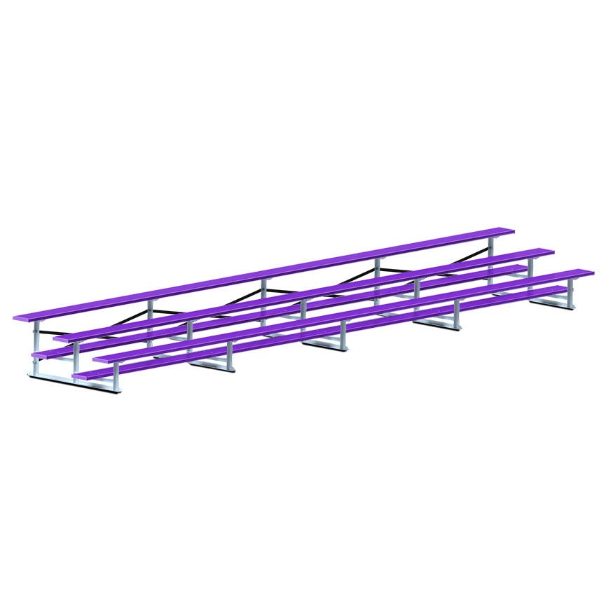 Jaypro Sports Bleacher - 3 Row - Single Foot Plank, All Aluminum Bleachers, Powder Coated - 27' L (BLCH - 327ALPC) - SchoolOutlet