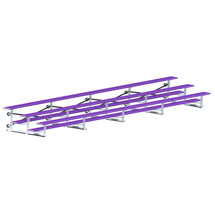 Jaypro Sports Bleacher - 3 Row - Tip & Roll, Single Foot Plank, Powder Coated - 27' L (BLCH - 327TRGPC) - SchoolOutlet