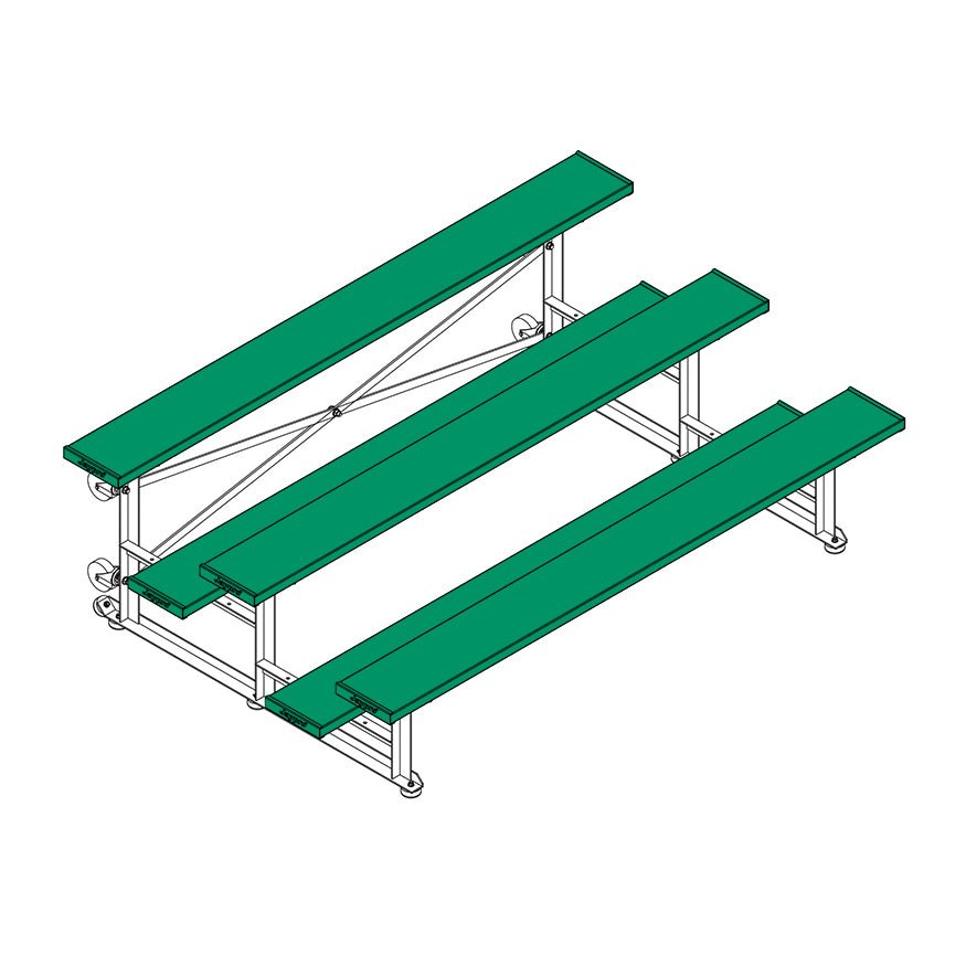 Jaypro Sports Bleacher - 3 Row - Tip & Roll, Single Foot Plank, Powder Coated - 7.5' L (BLCH - 375TRGPC) - SchoolOutlet