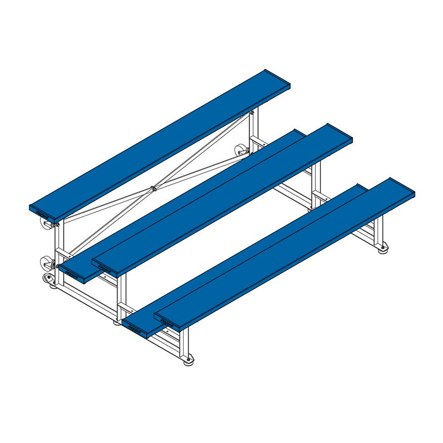 Jaypro Sports Bleacher - 3 Row - Tip & Roll, Single Foot Plank, Powder Coated - 7.5' L (BLCH - 375TRGPC) - SchoolOutlet
