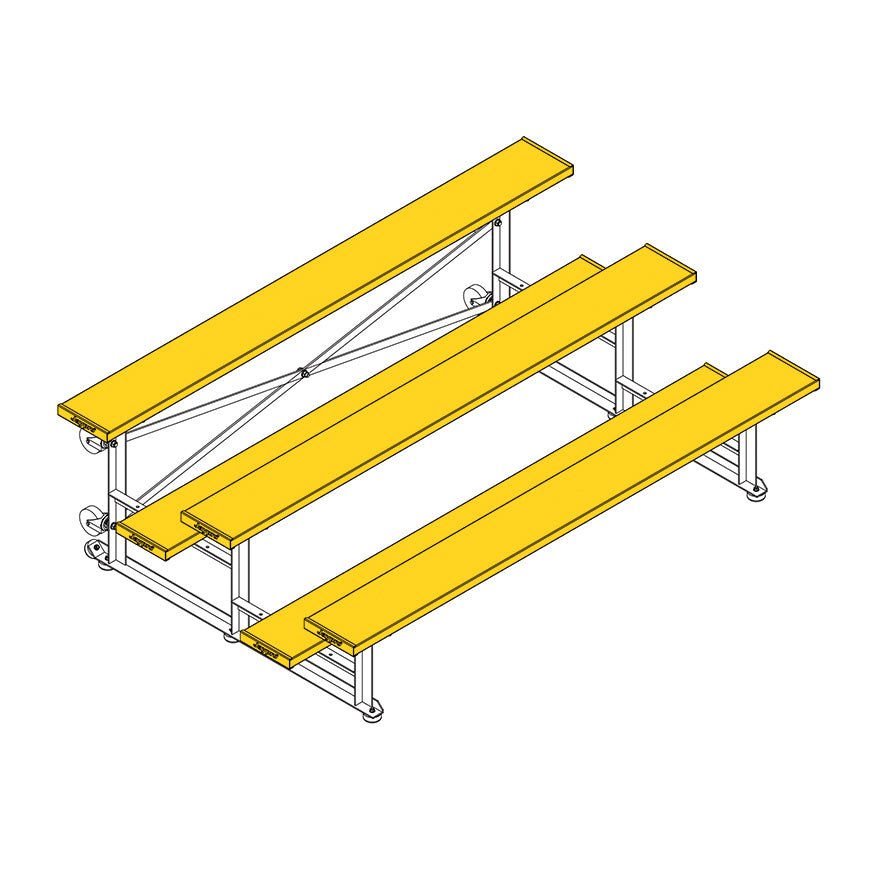 Jaypro Sports Bleacher - 3 Row - Tip & Roll, Single Foot Plank, Powder Coated - 7.5' L (BLCH - 375TRGPC) - SchoolOutlet
