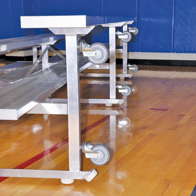 Jaypro Sports Bleacher - 3 Row - Tip & Roll, Single Foot Plank - 15' L (BLCH - 3TRG) - SchoolOutlet