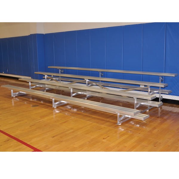 Jaypro Sports Bleacher - 3 Row - Tip & Roll, Single Foot Plank - 15' L (BLCH - 3TRG) - SchoolOutlet