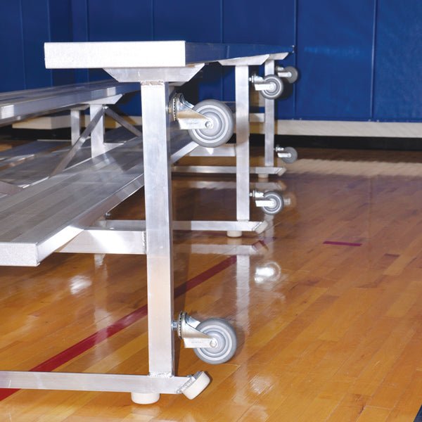 Jaypro Sports Bleacher - 3 Row - Tip & Roll, Single Foot Plank - 15' L (BLCH - 3TRG) - SchoolOutlet