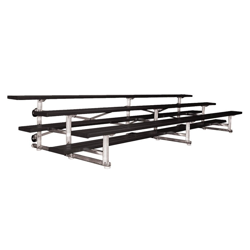 Jaypro Sports Bleacher - 3 Row - Tip & Roll, Single Foot Plank, Powder Coated - 15' L (BLCH - 3TRGPC) - SchoolOutlet