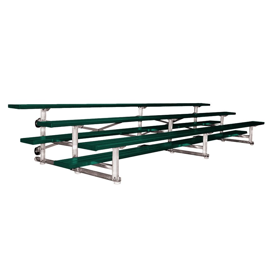 Jaypro Sports Bleacher - 3 Row - Tip & Roll, Single Foot Plank, Powder Coated - 15' L (BLCH - 3TRGPC) - SchoolOutlet