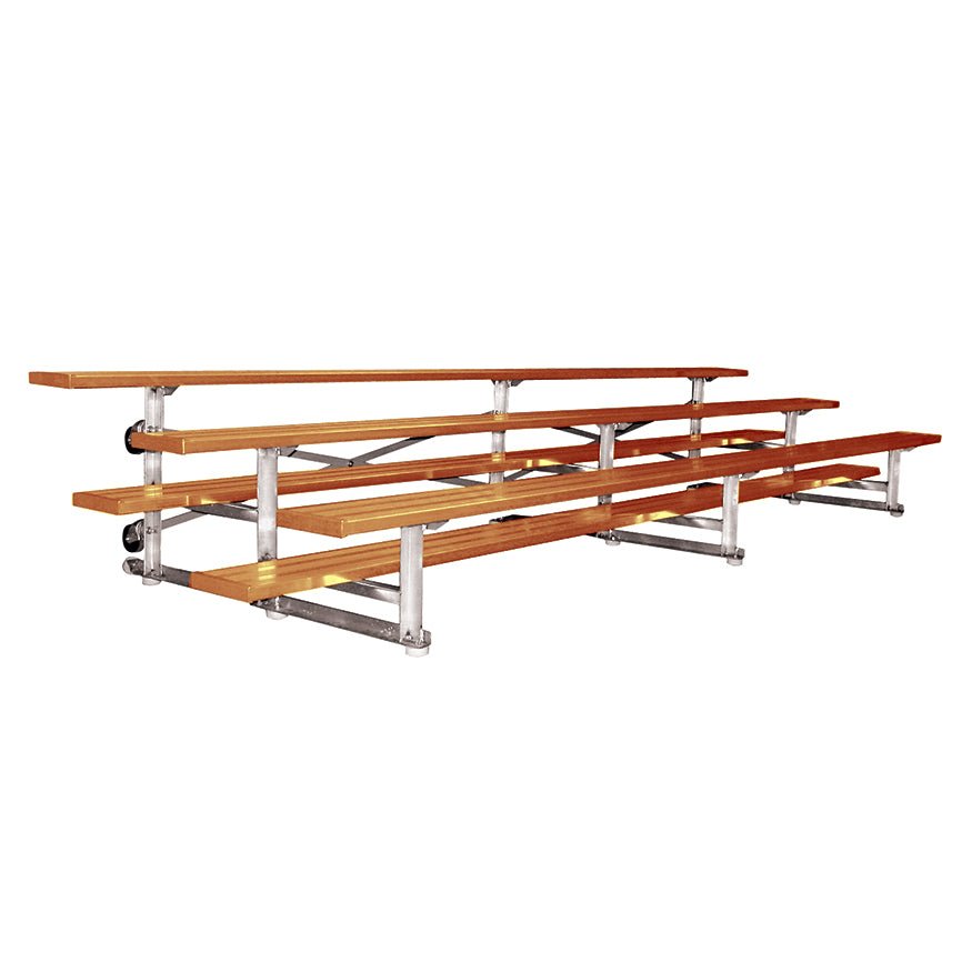 Jaypro Sports Bleacher - 3 Row - Tip & Roll, Single Foot Plank, Powder Coated - 15' L (BLCH - 3TRGPC) - SchoolOutlet