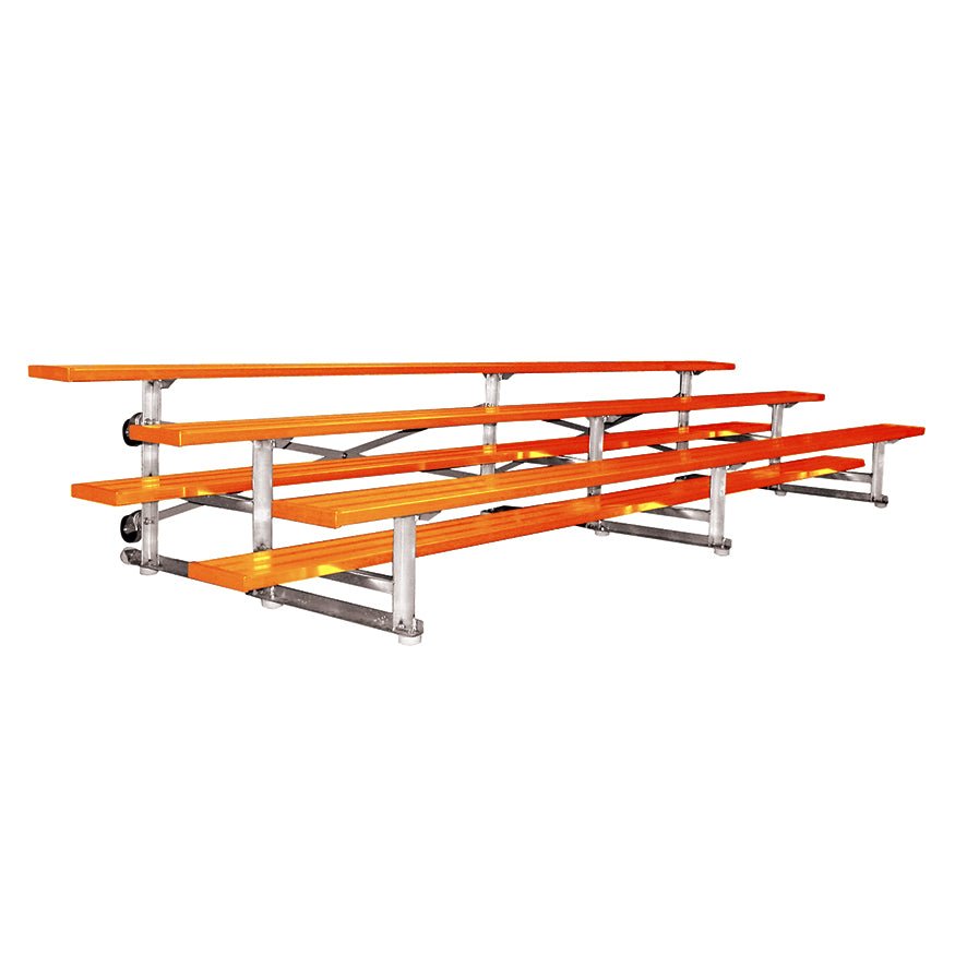 Jaypro Sports Bleacher - 3 Row - Tip & Roll, Single Foot Plank, Powder Coated - 15' L (BLCH - 3TRGPC) - SchoolOutlet