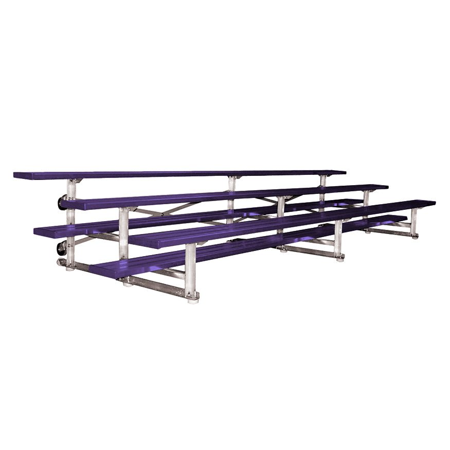 Jaypro Sports Bleacher - 3 Row - Tip & Roll, Single Foot Plank, Powder Coated - 15' L (BLCH - 3TRGPC) - SchoolOutlet
