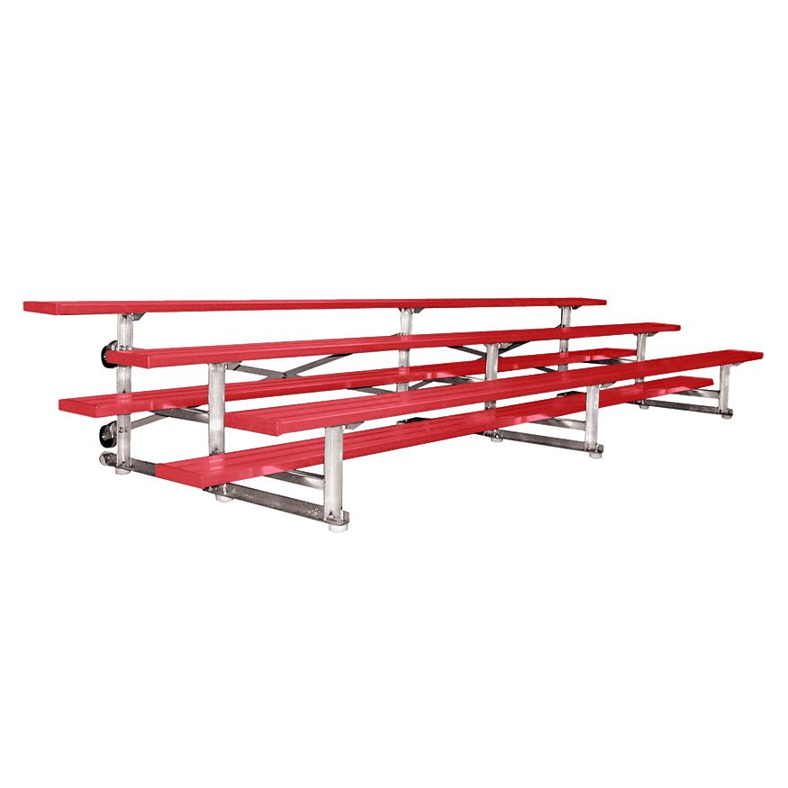 Jaypro Sports Bleacher - 3 Row - Tip & Roll, Single Foot Plank, Powder Coated - 15' L (BLCH - 3TRGPC) - SchoolOutlet