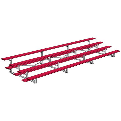 Jaypro Sports Bleacher - 4 Row - Tip & Roll, Single Foot Plank, Powder Coated - 21' L (BLCH - 421TRGPC) - SchoolOutlet