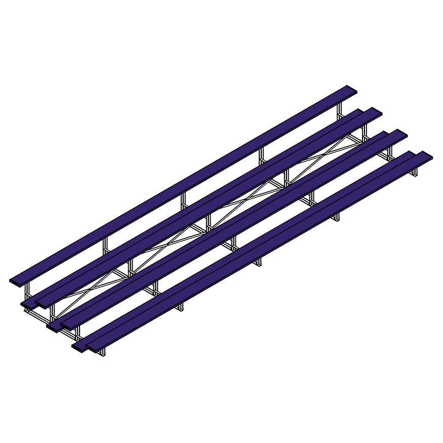 Jaypro Sports Bleacher - 4 Row - Single Foot Plank, Aluminum & Steel Bleachers, Powder Coated - 27' L (BLCH - 427PC) - SchoolOutlet