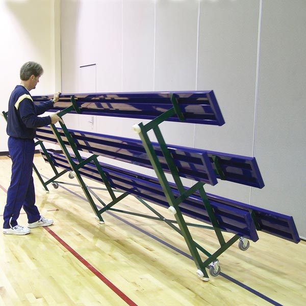 Jaypro Sports Bleacher - 4 Row - Tip & Roll, Single Foot Plank - 15' L (BLCH - 4TRG) - SchoolOutlet