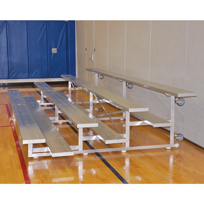 Jaypro Sports Bleacher - 4 Row - Tip & Roll, Single Foot Plank - 15' L (BLCH - 4TRG) - SchoolOutlet