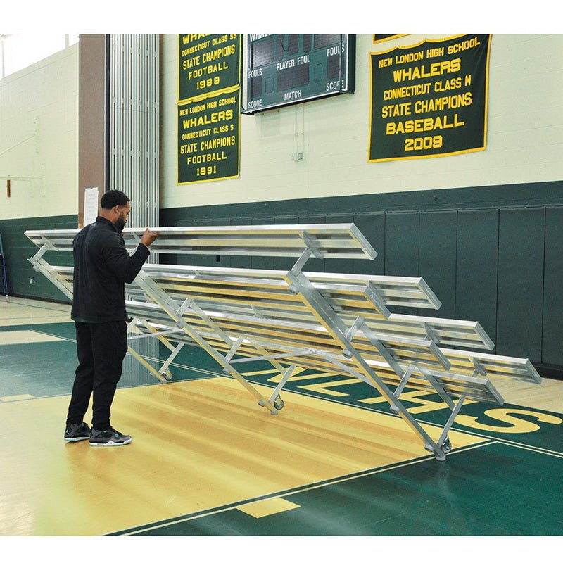 Jaypro Sports Bleacher - 4 Row - Tip & Roll, Single Foot Plank - 15' L (BLCH - 4TRG) - SchoolOutlet