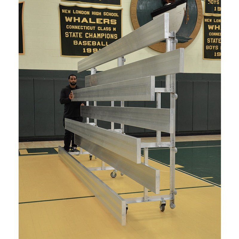 Jaypro Sports Bleacher - 4 Row - Tip & Roll, Single Foot Plank - 15' L (BLCH - 4TRG) - SchoolOutlet